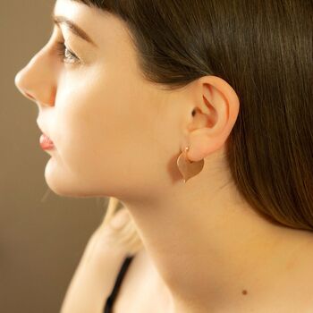 Rose Gold Sterling Silver Love Leaf Drop Earrings, 3 of 5