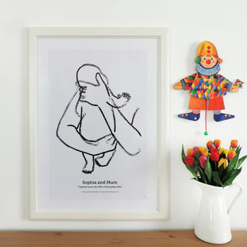 'The Hug' Personalised To Scale New Baby Print, 2 of 4
