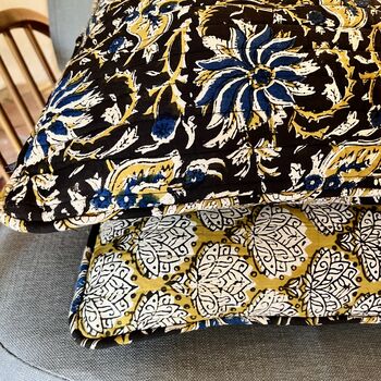 Reversible Quilted Cushion Cover In Lilipad Print, 5 of 5