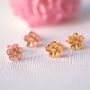 Plumeria Gold And Rose Gold Flower Stud Earrings, thumbnail 5 of 11