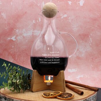 Personalised Message Mulled Wine/Coffee Jug With Bamboo Stand, 2 of 4