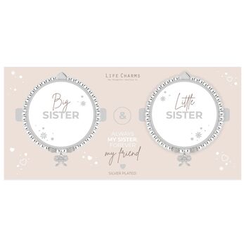 Big Sister And Little Sister Sparkling Bow Charm Bracelet Set, 3 of 3