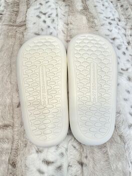 Personalised Fluffy White Bride Slippers, 5 of 5