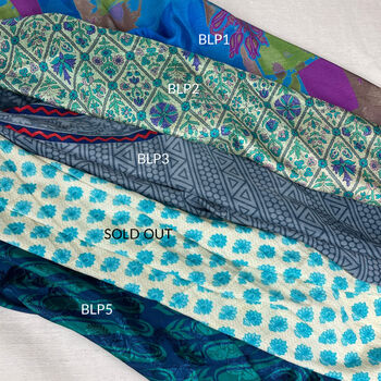 Fair Trade Recycled Sari Hair Neck Scarf Square 55cm, 9 of 12