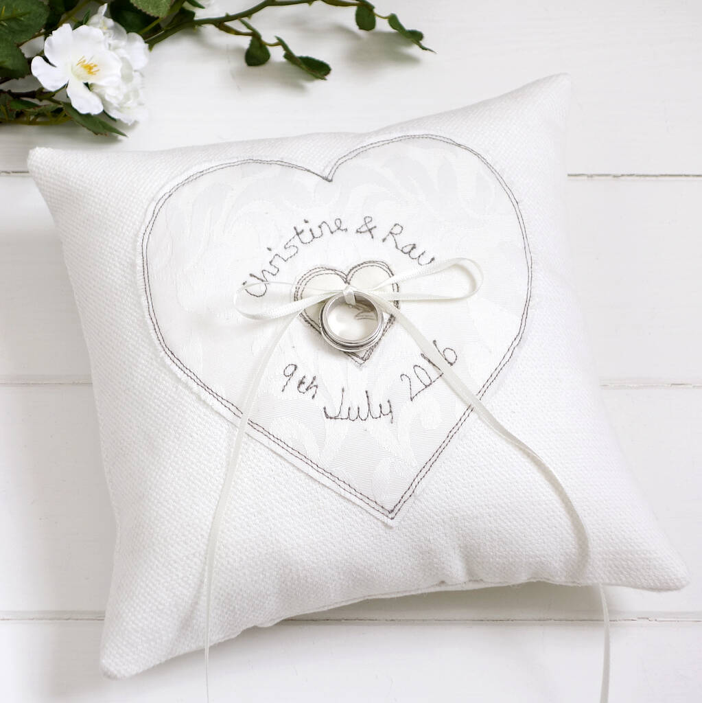 Personalised Wedding Ring Pillow, 1 of 12