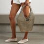 Metallic Raffia Crochet Tote Bag, thumbnail 1 of 6