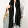 Black Ultra Fine Pure Wool Scarf, thumbnail 1 of 8