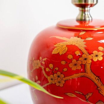 Red Gold Floral Pattern Oriental Ceramic Porcelain, 4 of 8