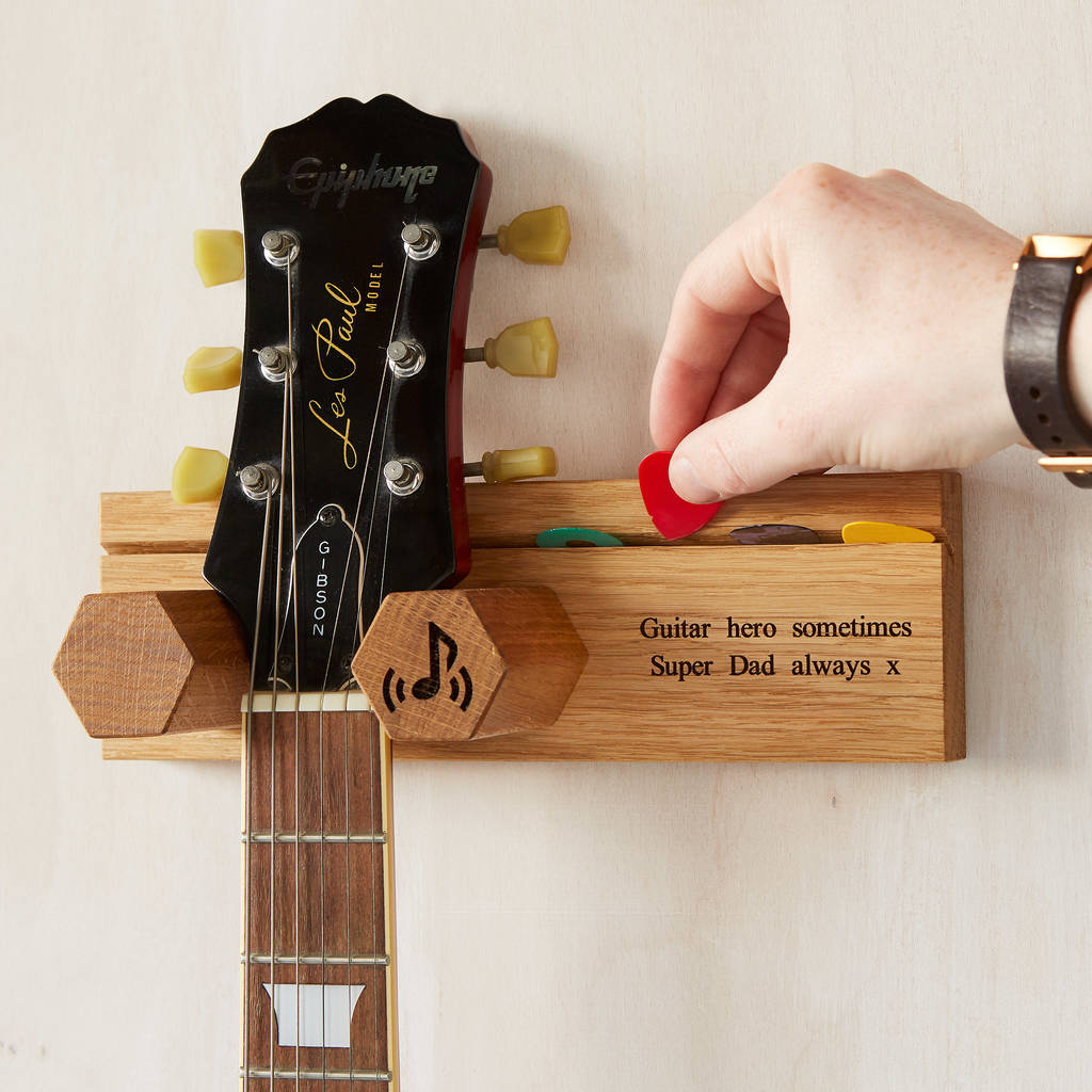 Personalised Solid Oak Guitar Wall Stand By Mijmoj Design Personalised Solid Oak Guitar Wall Stand