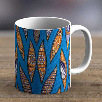 Blue And Brown Kitenge Print Fabric Mug 33, 2 of 2