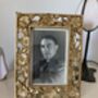 Gold Aged Filigree Flower Photo Frame – 6x4' 10x15cm Landscape Portrait, thumbnail 2 of 5