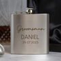 Personalised 6oz Silver Script Best Man Groomsman Hip Flask, thumbnail 5 of 6