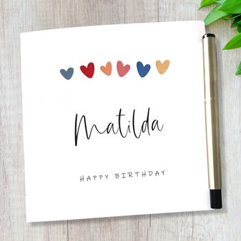 Personalised Birthday Card With Hearts, 4 of 7