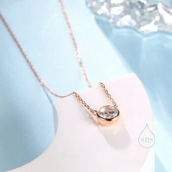 Sterling Silver Minimalist Cz Bubble Pendant Necklace, 5 of 12