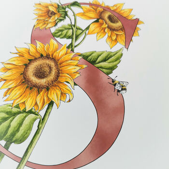 S Is For Sunflowers Letter Print, Personalised, 6 of 9