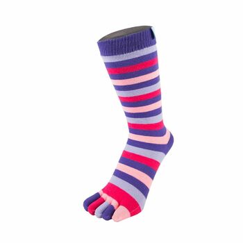 Essential Everyday Mid Calf Stripy Cotton Toe Socks, 5 of 8