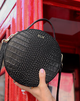 Initial Personalised Croc Leather Circle Bag, 2 of 7