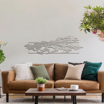 Elegant Horizontal Metal Tree Silhouette Wall Artwork For Modern Interiors, 7 of 11