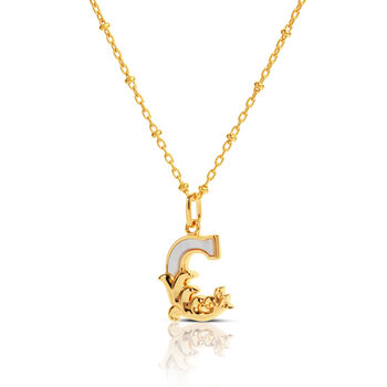 Gold Plated C Initial Necklace With Mother Of Pearl, 2 of 6