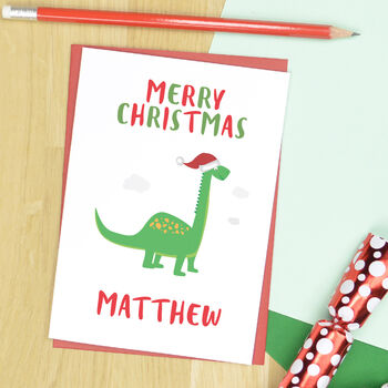Dinosaur Christmas Card, 2 of 2