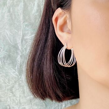 Abstract Gold Plated Silver Multi Hoop Earrings, 4 of 6