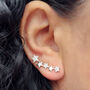 Silver Star Ear Climbers With Cubic Zirconia, thumbnail 2 of 3