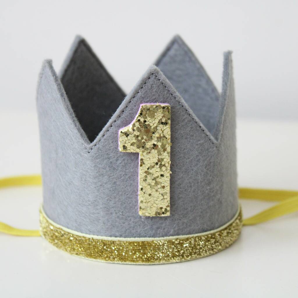 First Birthday Grey Felt Party Crown By Little Ella James ...