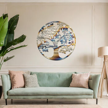 Circular Metal Tree Wall Artwork For Living Room Bedroom Or Hallway Decor, 5 of 11