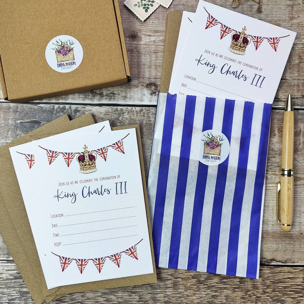 King Charles 3rd Crown Coronation Party Invitations By Paper Willow