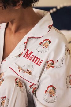 Personalised Matching Christmas Santa Print Pyjama For Mum And Child, 11 of 12