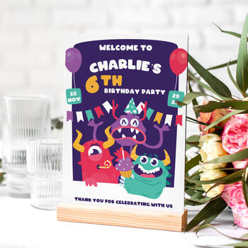 Monsters Kids Birthday Party Selfie Frame And Sign, 2 of 6