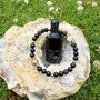 Aromatherapy Black Onyx Bracelet With Mystic Aura Essential Oil Set, thumbnail 1 of 5
