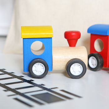 Wooden Train And Track Roll With Personalised Bag, 5 of 5
