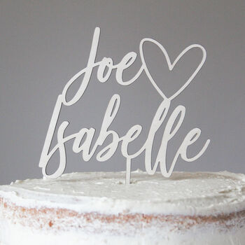 Personalised Wooden Heart Wedding Cake Topper, 4 of 5