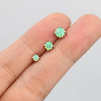 Green Opal Stud Earrings In Sterling Silver, 4 of 12