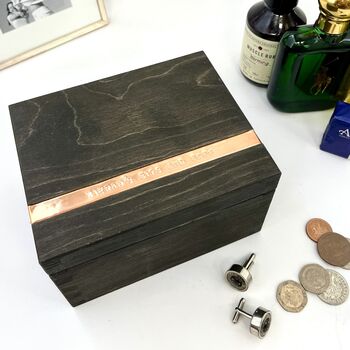 Personalised Wooden Onyx Cufflink Box, 2 of 9