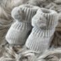 Grey Knitted Baby Booties With Pom Pom, thumbnail 4 of 8