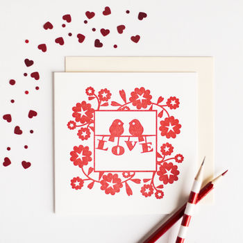 Red Lovebirds Valentines Card, 2 of 8