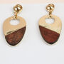 Gold Plated Imitation Wood Drop Earrings, thumbnail 2 of 8