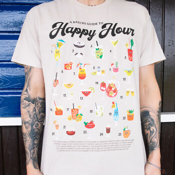 Happy Hour Unisex Cocktail Guide T Shirt, 2 of 3