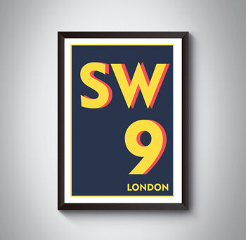 Sw9 Stockwell, London Postcode Typography Print, 4 of 8