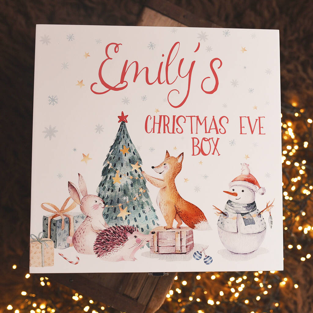 Personalised Winter Animals Wooden Christmas Eve Box, 1 of 6