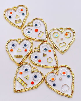 Hand Made Cute Heart Characters Earrings Small, 2 of 11