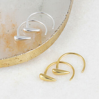 18ct Gold Plated Or Silver Horn Pull Thru Earrings, 2 of 6