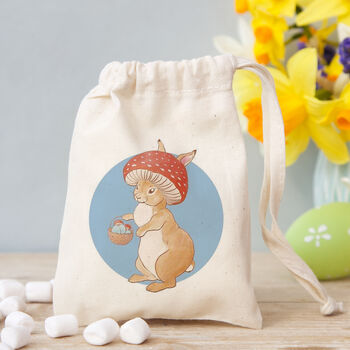 Mushroom Bunny Personalised Easter Sweet Bag, 2 of 2