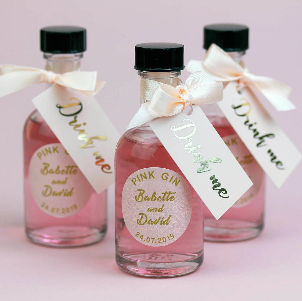 Personalised Pink Gin Wedding Favours In Blush And Gold, 1 of 5