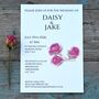 Pack 12 Cerise Rose Original Personalised Wedding Invitation, thumbnail 1 of 6