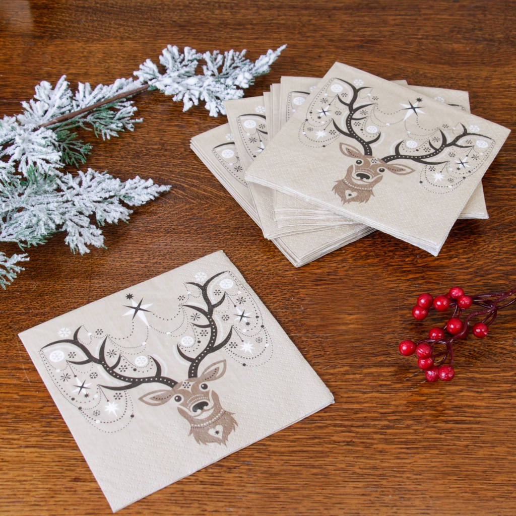 Replace F 20 Festive Reindeer Paper Napkins By Dibor