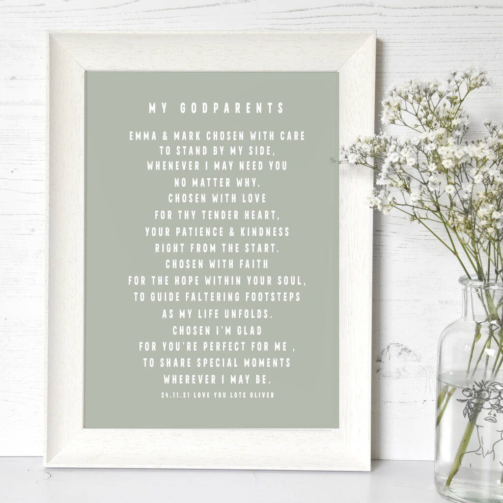 Personalised Godparent Poem A4 Print, 1 of 4