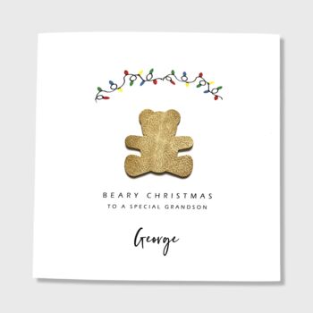 Personalised Beary Christmas Card Grandson Granddaughter, 6 of 11